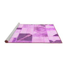 Sideview of Machine Washable Patchwork Pink Transitional Rug, wshabs5623pnk