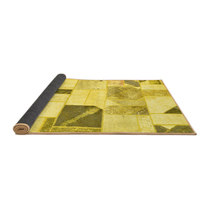 Sideview of Patchwork Yellow Transitional Rug, abs5623yw