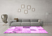 Machine Washable Patchwork Pink Transitional Rug in a Living Room, wshabs5623pnk