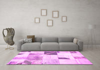 Machine Washable Patchwork Pink Transitional Rug, wshabs5623pnk