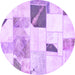 Round Patchwork Purple Transitional Rug, abs5623pur