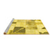 Sideview of Machine Washable Patchwork Yellow Transitional Rug, wshabs5623yw