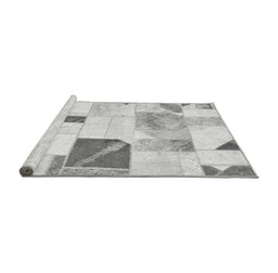 Sideview of Machine Washable Patchwork Gray Transitional Rug, wshabs5623gry