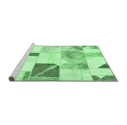 Sideview of Machine Washable Patchwork Emerald Green Transitional Area Rugs, wshabs5623emgrn