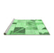 Sideview of Machine Washable Patchwork Emerald Green Transitional Area Rugs, wshabs5623emgrn