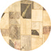 Round Patchwork Brown Transitional Rug, abs5623brn