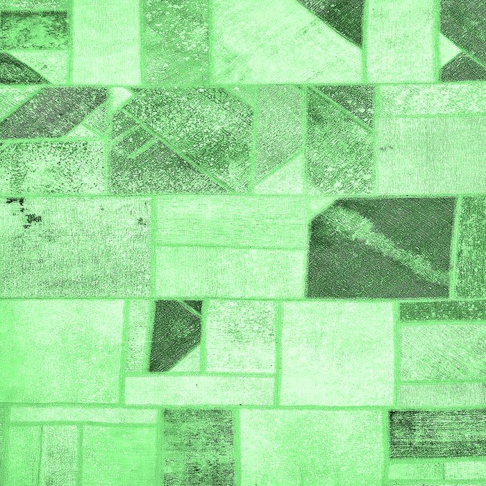 Square Machine Washable Patchwork Emerald Green Transitional Area Rugs, wshabs5623emgrn