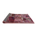 Sideview of Abstract Purple Pink Patchwork Rug, abs5624