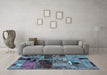 Machine Washable Patchwork Light Blue Transitional Rug in a Living Room, wshabs5624lblu