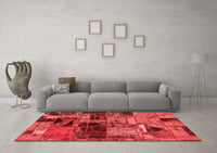 Machine Washable Patchwork Red Transitional Rug, wshabs5624red