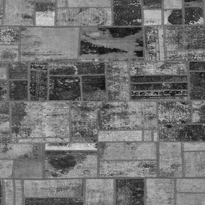 Square Machine Washable Patchwork Gray Transitional Rug, wshabs5624gry