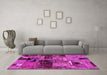 Machine Washable Patchwork Pink Transitional Rug in a Living Room, wshabs5624pnk