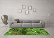 Machine Washable Patchwork Green Transitional Area Rugs in a Living Room,, wshabs5624grn