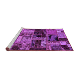 Sideview of Machine Washable Patchwork Purple Transitional Area Rugs, wshabs5624pur