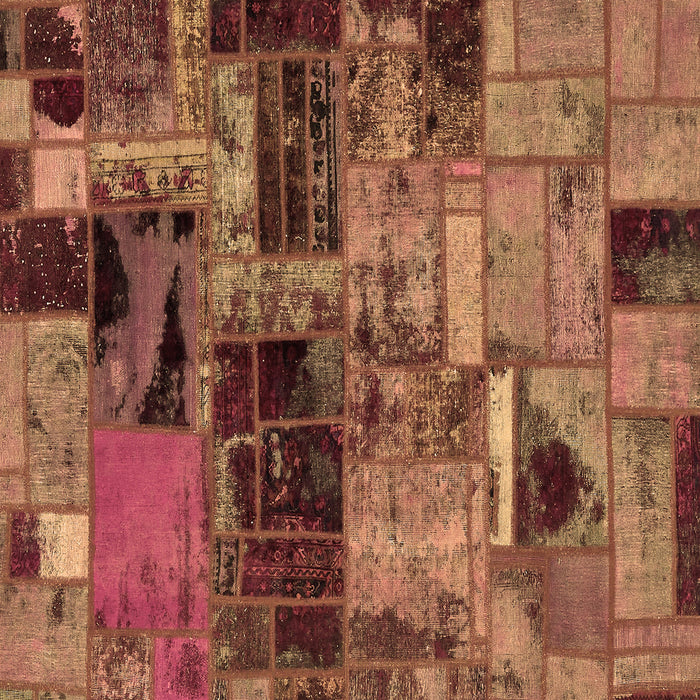 Square Machine Washable Patchwork Brown Transitional Rug, wshabs5624brn