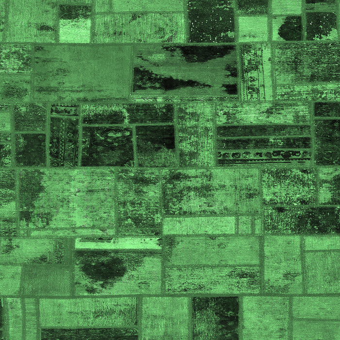 Square Machine Washable Patchwork Emerald Green Transitional Area Rugs, wshabs5624emgrn