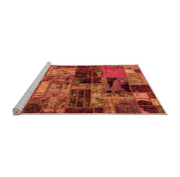 Sideview of Machine Washable Patchwork Orange Transitional Area Rugs, wshabs5624org