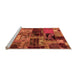 Sideview of Machine Washable Patchwork Orange Transitional Area Rugs, wshabs5624org