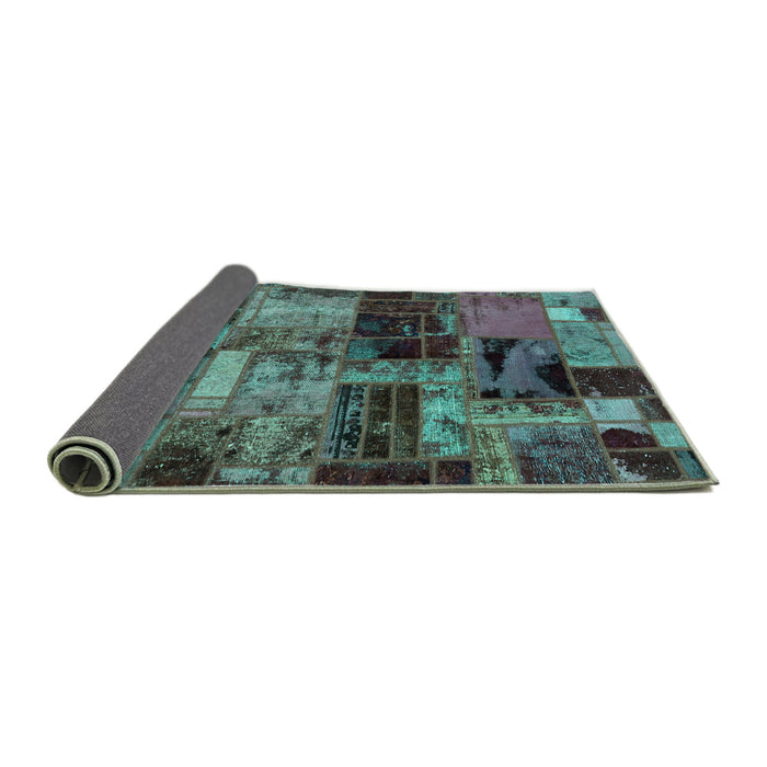 Sideview of Patchwork Turquoise Transitional Rug, abs5624turq