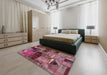 Abstract Purple Pink Patchwork Rug in a Bedroom, abs5624