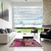 Square Abstract Purple Pink Patchwork Rug in a Living Room, abs5624