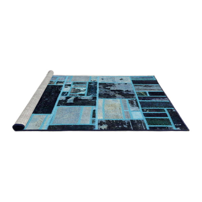 Sideview of Machine Washable Abstract Deep-Sea Blue Rug, wshabs5625