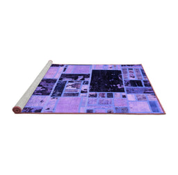 Sideview of Machine Washable Patchwork Purple Transitional Area Rugs, wshabs5625pur
