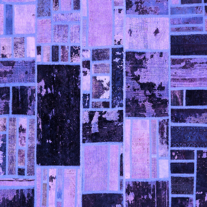 Square Machine Washable Patchwork Purple Transitional Area Rugs, wshabs5625pur