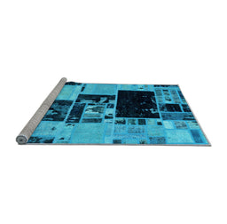 Sideview of Machine Washable Patchwork Light Blue Transitional Rug, wshabs5625lblu