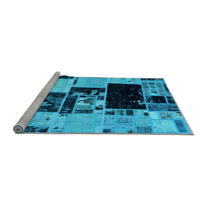 Sideview of Machine Washable Patchwork Light Blue Transitional Rug, wshabs5625lblu