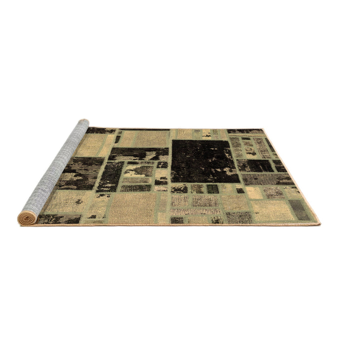 Sideview of Machine Washable Patchwork Brown Transitional Rug, wshabs5625brn