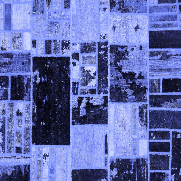 Square Machine Washable Patchwork Blue Transitional Rug, wshabs5625blu