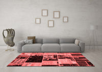 Machine Washable Patchwork Red Transitional Rug, wshabs5625red