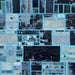 Square Machine Washable Abstract Deep-Sea Blue Rug, wshabs5625