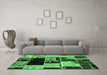 Machine Washable Patchwork Emerald Green Transitional Area Rugs in a Living Room,, wshabs5625emgrn