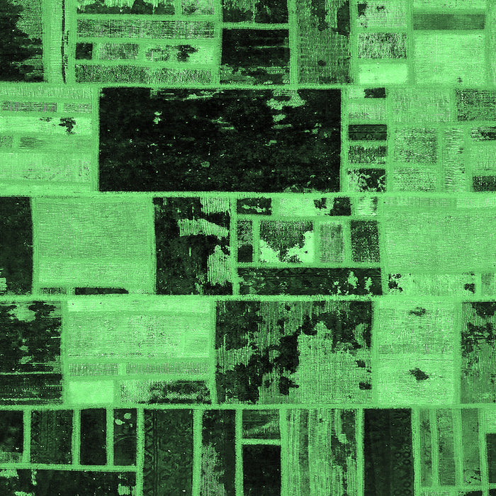 Square Patchwork Emerald Green Transitional Rug, abs5625emgrn