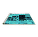 Sideview of Machine Washable Patchwork Turquoise Transitional Area Rugs, wshabs5625turq