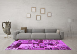 Machine Washable Patchwork Purple Transitional Area Rugs in a Living Room, wshabs5626pur
