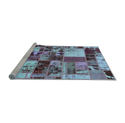 Sideview of Machine Washable Patchwork Light Blue Transitional Rug, wshabs5626lblu
