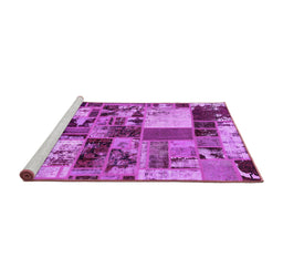 Sideview of Machine Washable Patchwork Purple Transitional Area Rugs, wshabs5626pur