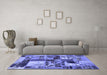 Machine Washable Patchwork Blue Transitional Rug in a Living Room, wshabs5626blu