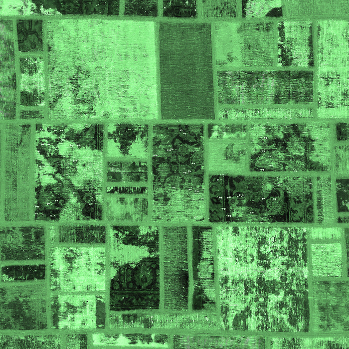 Machine Washable Patchwork Emerald Green Transitional Area Rugs, wshabs5626emgrn