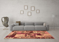 Machine Washable Patchwork Brown Transitional Rug, wshabs5626brn