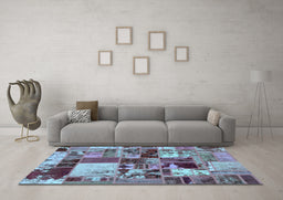 Machine Washable Patchwork Light Blue Transitional Rug in a Living Room, wshabs5626lblu