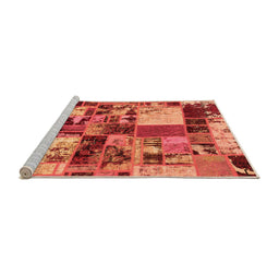 Sideview of Machine Washable Patchwork Orange Transitional Area Rugs, wshabs5626org