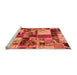 Sideview of Machine Washable Patchwork Orange Transitional Area Rugs, wshabs5626org