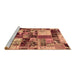 Sideview of Machine Washable Patchwork Brown Transitional Rug, wshabs5626brn