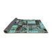 Sideview of Patchwork Turquoise Transitional Rug, abs5626turq