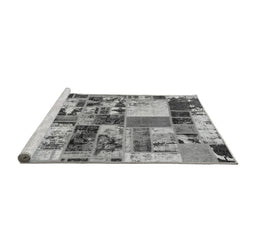 Sideview of Machine Washable Patchwork Gray Transitional Rug, wshabs5626gry