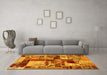 Machine Washable Patchwork Yellow Transitional Rug in a Living Room, wshabs5626yw